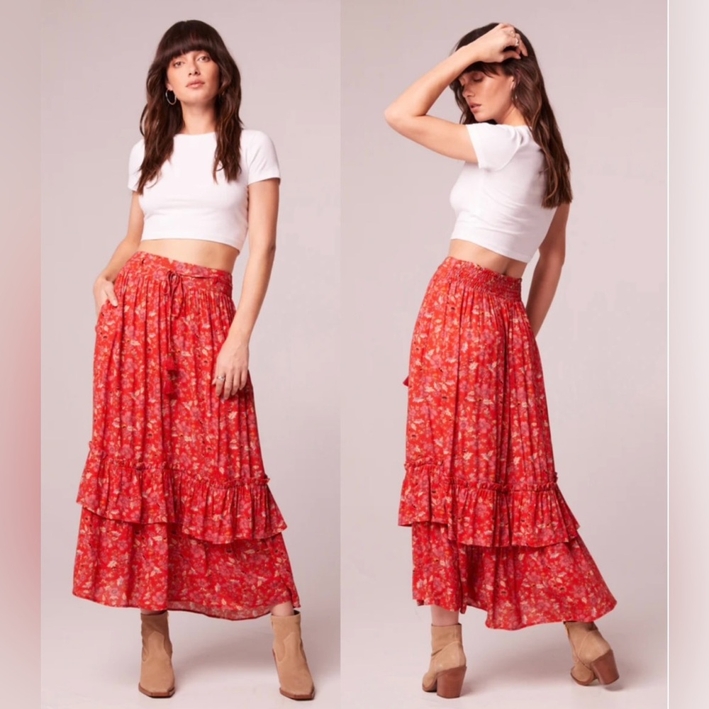 NWT Band of the Free Ninette Crimson Floral Maxi Skirt - Size XS